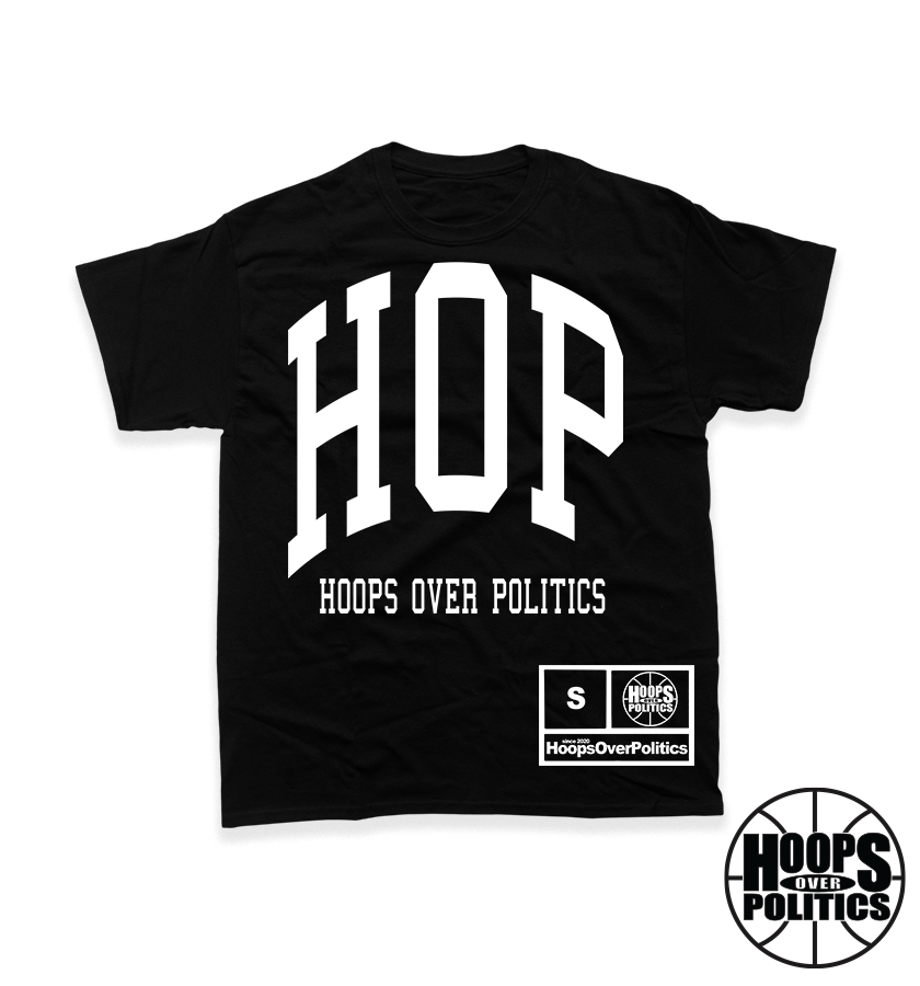 Hoops Over Politics Slant Black Shirt/White