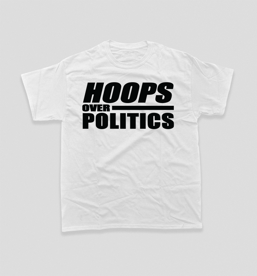 Hoops Over Politics White Statement Shirt Black LOGO
